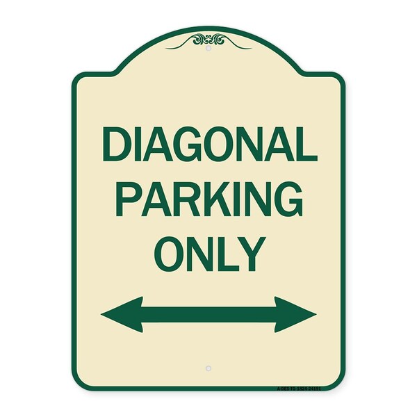 Diagonal Parking Only with Bidirectional Arrow Heavy-Gauge Aluminum Architectural Sign